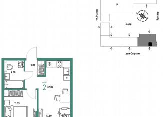 Продается 2-ком. квартира, 37 м2, Тюмень, Ярославская улица, 9к1