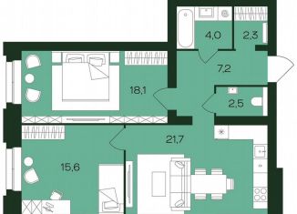 Продается 2-комнатная квартира, 71.4 м2, Чебоксары, Чебоксарский проспект, поз5.21