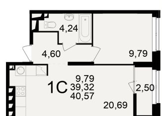 Продается 2-ком. квартира, 40.6 м2, Рязань