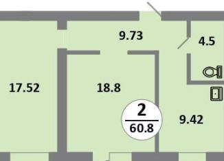 Продажа двухкомнатной квартиры, 59.2 м2, Красноярский край, Соколовская улица, 52