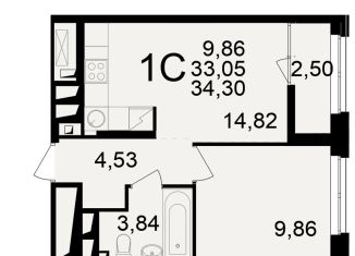 Продам двухкомнатную квартиру, 34.3 м2, Рязань
