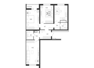3-комнатная квартира на продажу, 86 м2, Воронеж, улица Загоровского, 5/1