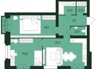 Продам двухкомнатную квартиру, 72.3 м2, Чебоксары, Чебоксарский проспект, поз5.36