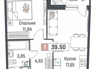 Продам однокомнатную квартиру, 39.5 м2, Мурино, ЖК Авиатор