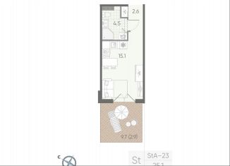 Продается квартира студия, 25.1 м2, посёлок Шушары