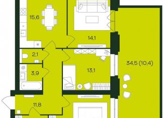 Продаю 3-комнатную квартиру, 88.4 м2, Чебоксары, Чебоксарский проспект, поз5.36