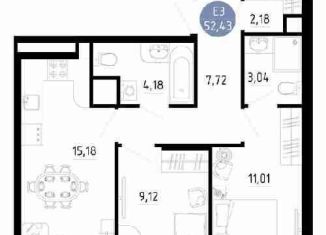 Продаю 2-ком. квартиру, 52.4 м2, Рязань