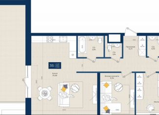 Продается трехкомнатная квартира, 119.7 м2, Казань, улица Николая Ершова, 54