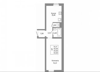 Продам 1-комнатную квартиру, 33.6 м2, Челябинск