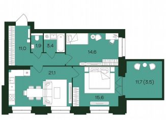 Продаю 2-ком. квартиру, 71.1 м2, Чебоксары, Чебоксарский проспект, поз5.23