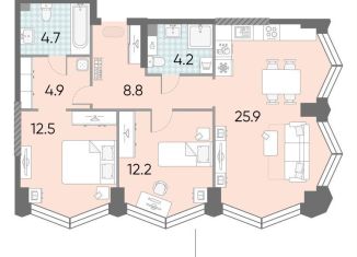 2-комнатная квартира на продажу, 72.8 м2, Москва, ЖК Зиларт, 21/22, метро ЗИЛ