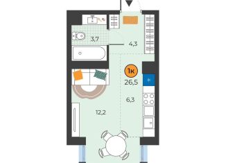 Продажа квартиры студии, 26.5 м2, Тюмень, улица Надежды Шалагиной, 4