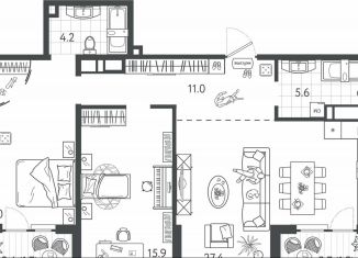 Продаю двухкомнатную квартиру, 83.8 м2, Краснодар, Колхозная улица, 5/2, микрорайон Табачная Фабрика