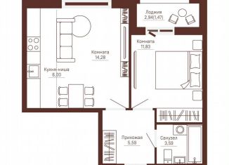 Двухкомнатная квартира на продажу, 42.8 м2, Пермь