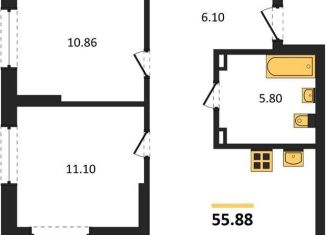 Продается 2-ком. квартира, 55.9 м2, Екатеринбург, Ленинский район