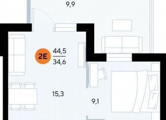 Продается двухкомнатная квартира, 44.2 м2, поселок городского типа Заозерное, улица Аллея Дружбы, 10А