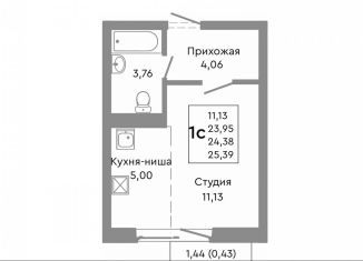 Однокомнатная квартира на продажу, 24.4 м2, Челябинск