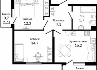 Продаю двухкомнатную квартиру, 59 м2, Ростов-на-Дону, улица 339-й Стрелковой Дивизии, 10А/18