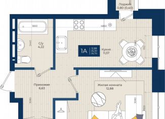 Продажа 1-ком. квартиры, 35.7 м2, Казань, улица Николая Ершова, 54