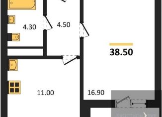 Продаю 1-комнатную квартиру, 38.5 м2, Воронеж