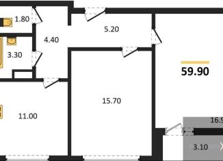 Продам 2-ком. квартиру, 59.9 м2, Воронеж