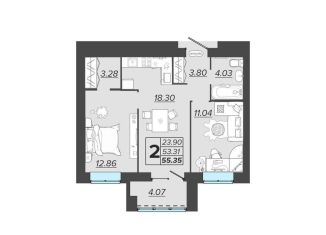 Продам 2-ком. квартиру, 55.4 м2, Брянск