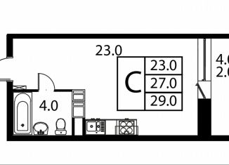 Продается квартира студия, 29 м2, Московская область, улица Жуковского, 4к3