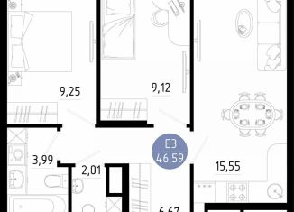Продам 2-комнатную квартиру, 46.6 м2, Рязань