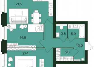 Продается 2-комнатная квартира, 78.7 м2, Чебоксары, Чебоксарский проспект, поз5.21