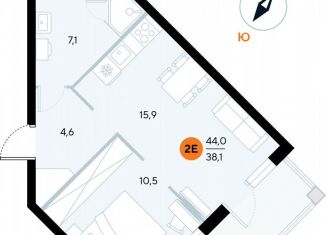 Продаю 1-комнатную квартиру, 43.7 м2, поселок городского типа Заозерное, улица Аллея Дружбы, 10А