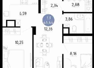 Продается 2-ком. квартира, 46.4 м2, Рязань