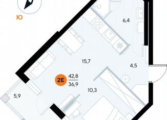 1-ком. квартира на продажу, 42.3 м2, поселок городского типа Заозерное, улица Аллея Дружбы, 10А