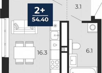 Продажа двухкомнатной квартиры, 54.4 м2, Тюмень, Ленинский округ