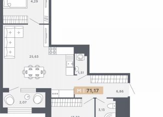 2-комнатная квартира на продажу, 71.2 м2, Санкт-Петербург, Московское шоссе, 13ВА, ЖК Звёзды Столиц