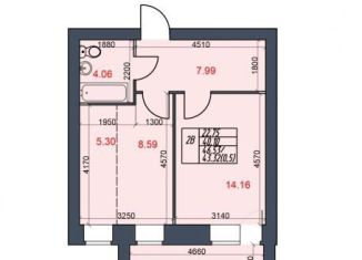 Двухкомнатная квартира на продажу, 43.3 м2, Череповец, Октябрьский проспект, 98