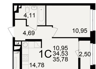 Продажа 2-ком. квартиры, 35.8 м2, Рязань