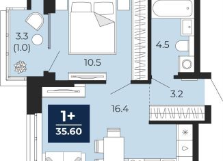 Однокомнатная квартира на продажу, 35.6 м2, Тюмень, Ленинский округ