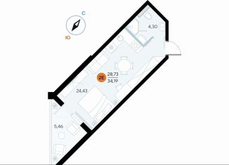 Продается квартира студия, 34.2 м2, поселок городского типа Заозерное