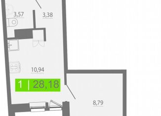 Однокомнатная квартира на продажу, 28.2 м2, Мурино