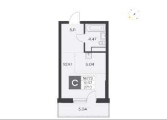 Продаю квартиру студию, 27.1 м2, Екатеринбург, Ленинский район, улица Громова, 26