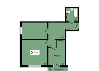 Продажа 2-ком. квартиры, 58.4 м2, Красноярский край