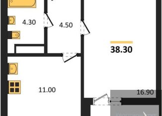 1-ком. квартира на продажу, 38.3 м2, Воронеж