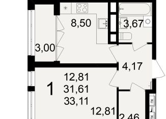 Продам 1-комнатную квартиру, 33.1 м2, Тула