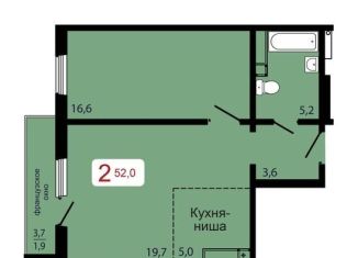 Продается двухкомнатная квартира, 52 м2, Красноярский край
