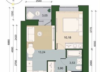 1-комнатная квартира на продажу, 32.4 м2, городской посёлок Новоселье, ЖК Уютный, Адмиралтейская улица, 6