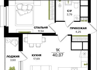 Продажа 1-комнатной квартиры, 37.3 м2, Тула