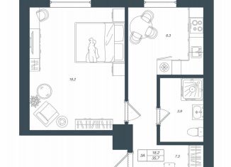 Продажа 1-комнатной квартиры, 35.7 м2, Люберцы, Хлебозаводской тупик, 9