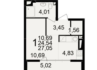 Продам двухкомнатную квартиру, 27.1 м2, Рязань