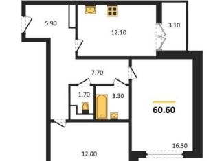 Продажа двухкомнатной квартиры, 60.6 м2, Воронеж, улица Полковника Богомолова, 1Т