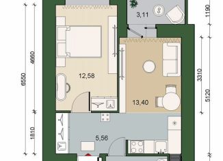 Продается 1-комнатная квартира, 38.2 м2, городской посёлок Новоселье, ЖК Уютный, Адмиралтейская улица, 6